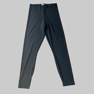 Sympli Black Lagenlook Pull up Laser Cut Cropped  Leggings Made in Canada